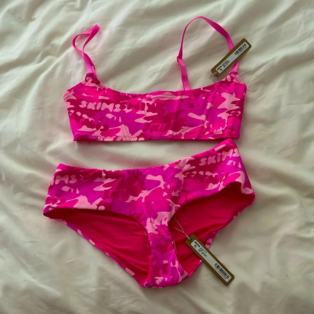 SKIMS Hot Pink Camo Bikini Set